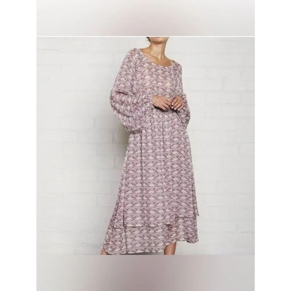 RACHEL PALLY Birds Print Chiffon Dress Size S
